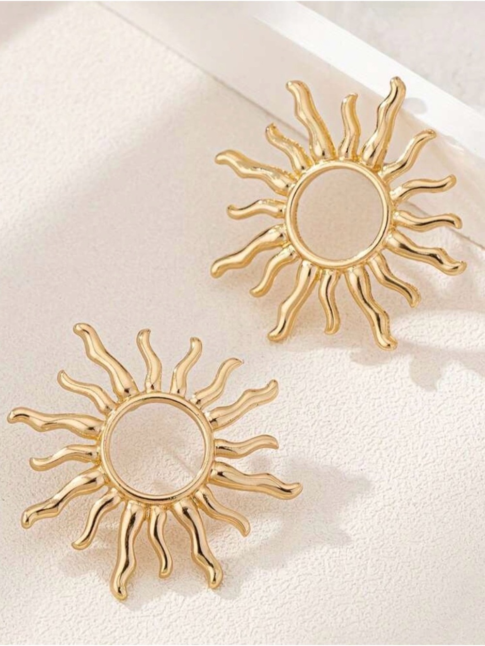 Gold Sunburst Earrings - Women Jewelry - Picture 3 of 5